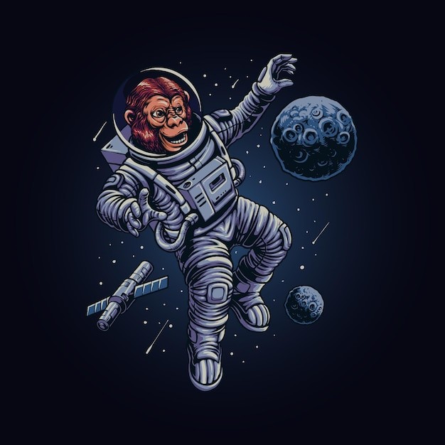 猴子宇航员插画