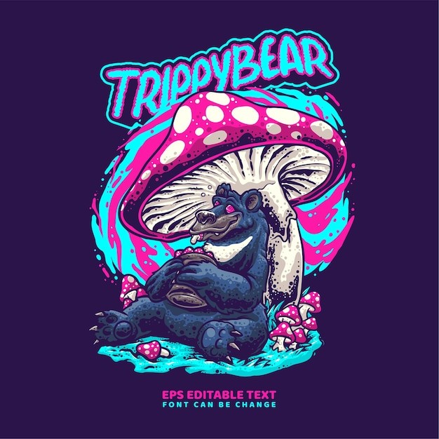 熊蘑菇插画插画