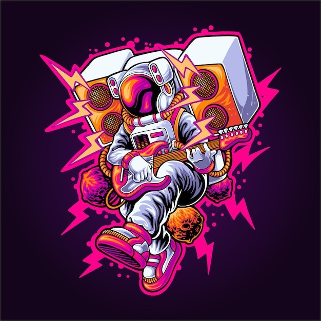 宇航员摇滚插画