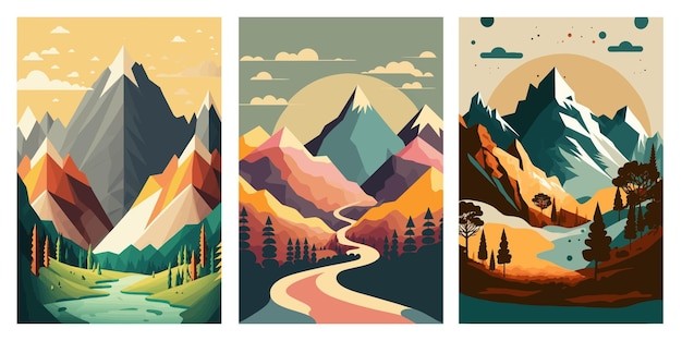 山森林风景插画