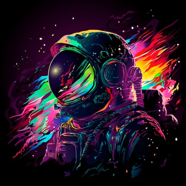 炫彩宇航员插画