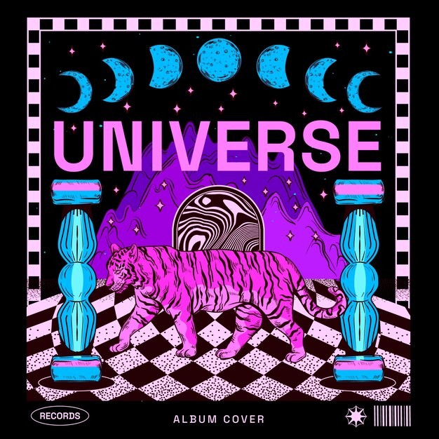 音乐专辑神秘风格插画封面模板