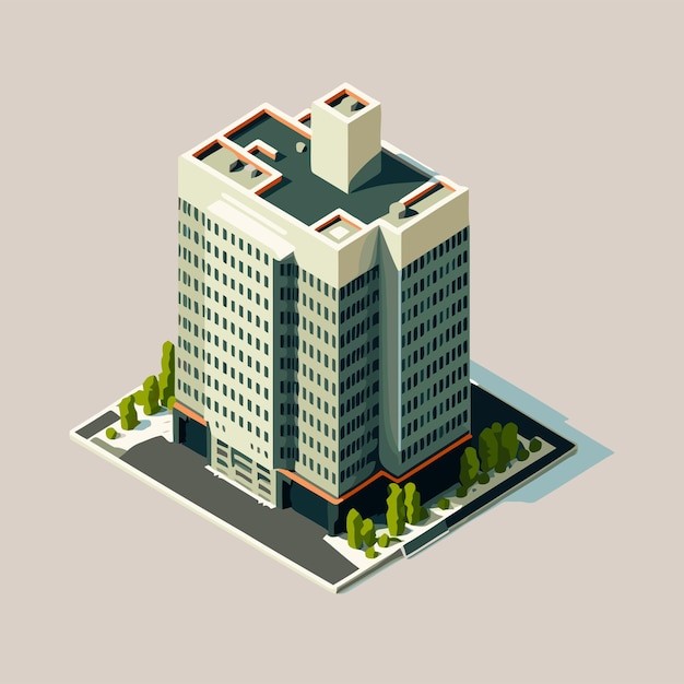 城市建筑楼房2.5d俯瞰景观插画