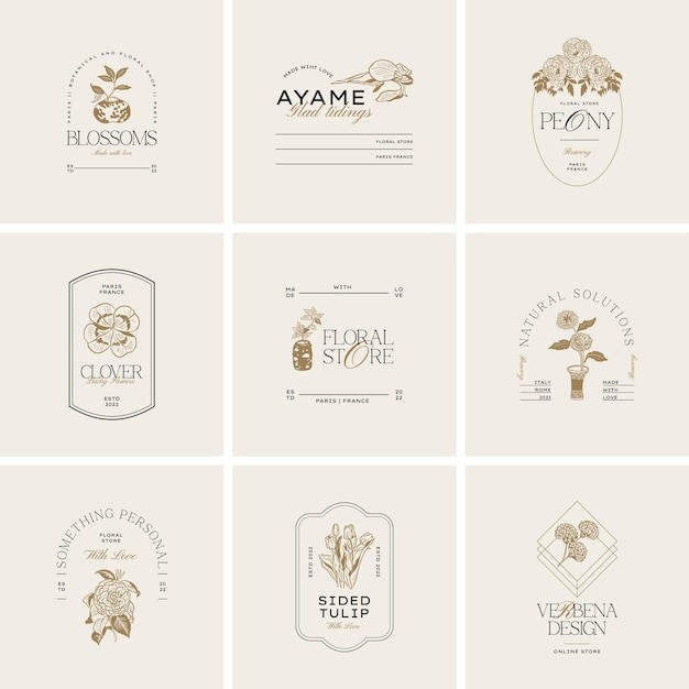 复古花卉标志logo