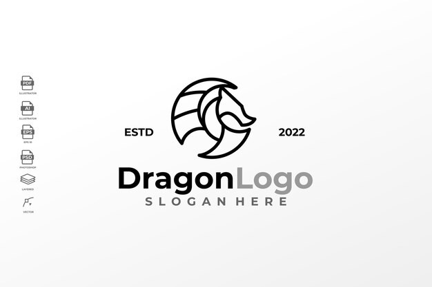 线条龙头标志logo