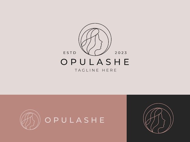 女人简约侧脸美容化妆品标志logo