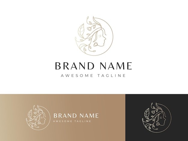 女人侧脸美容化妆品标志logo