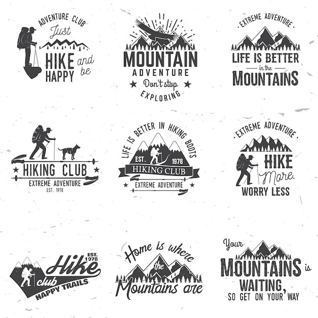 户外探险徒步旅行登山标志logo