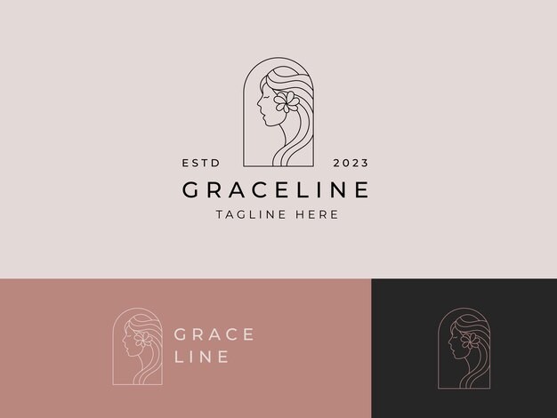 女人侧脸美容化妆品标志logo