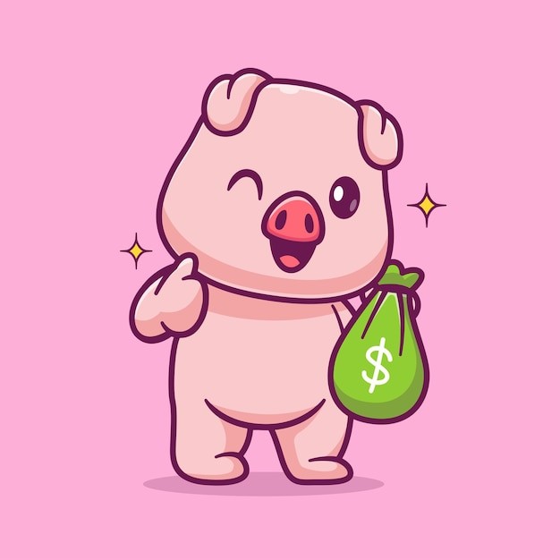 可爱卡通小猪插画