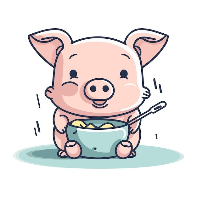 可爱卡通小猪插画