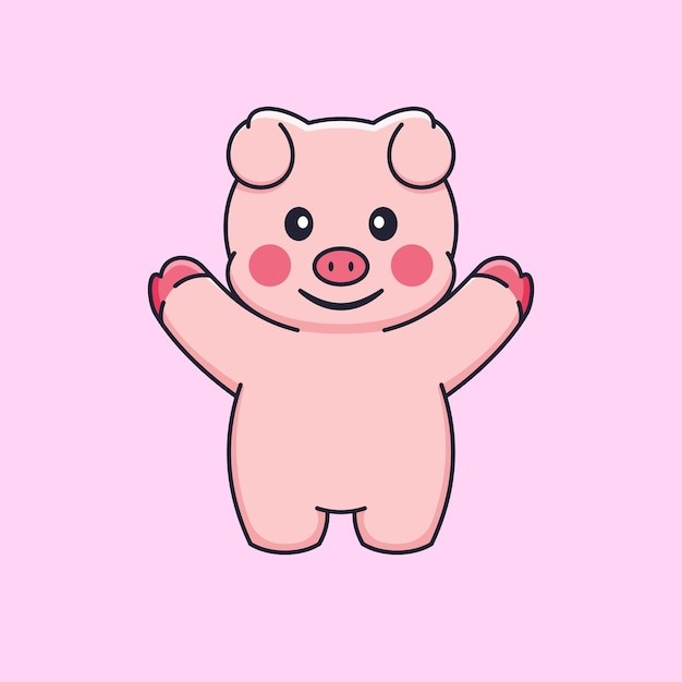 可爱卡通小猪插画