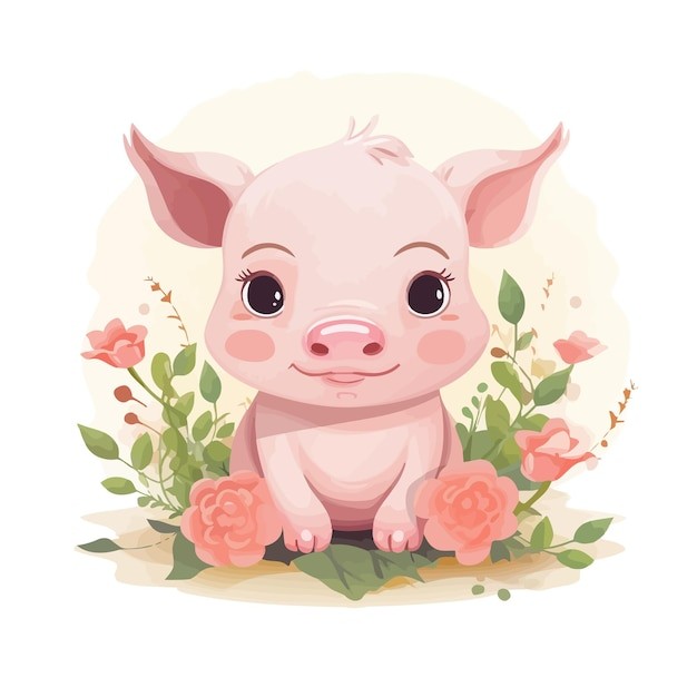 可爱卡通小猪插画