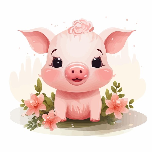 可爱卡通小猪插画