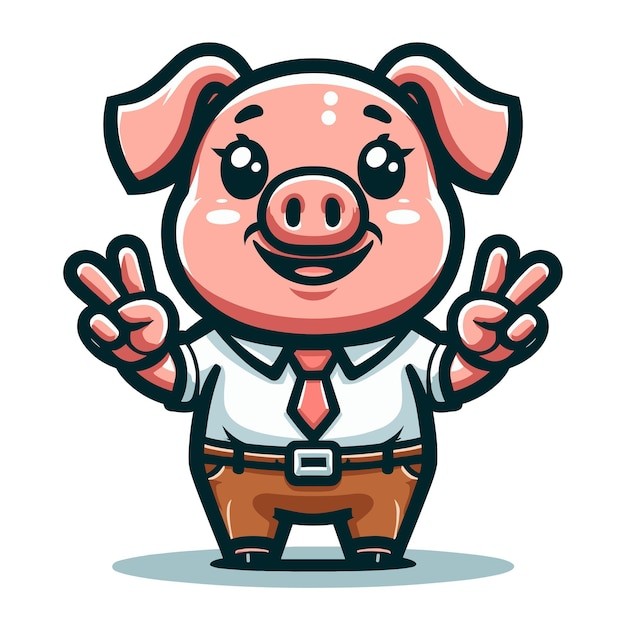 可爱卡通小猪插画