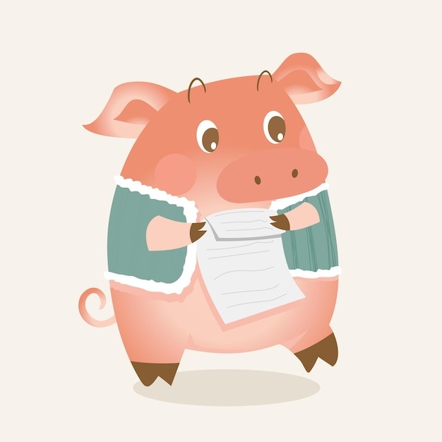 可爱卡通小猪插画