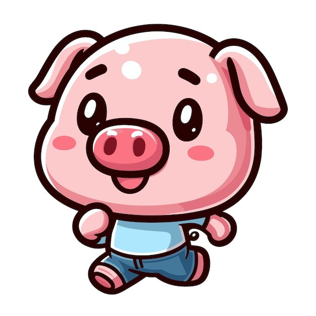 可爱卡通小猪插画