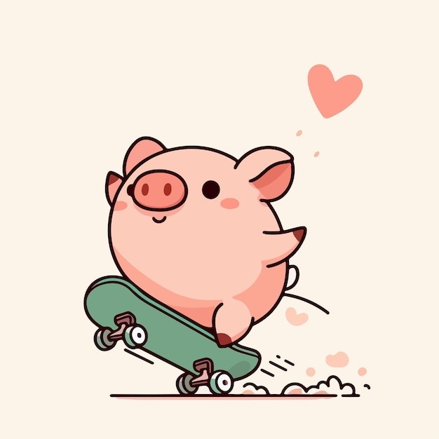 可爱卡通小猪插画