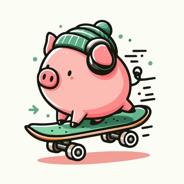 可爱卡通小猪插画