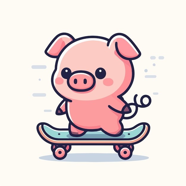 可爱卡通小猪插画