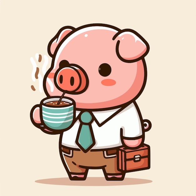 可爱卡通小猪插画