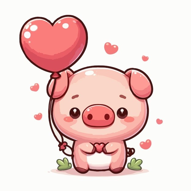 可爱卡通小猪插画