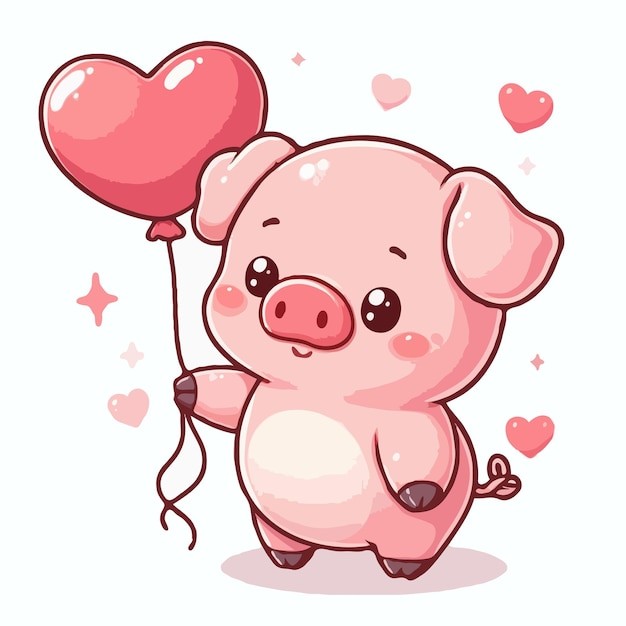 可爱卡通小猪插画
