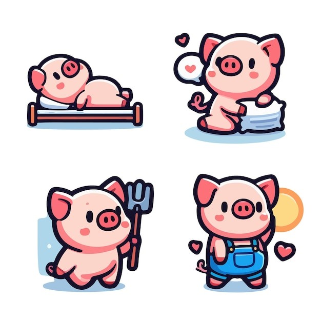 可爱卡通小猪插画