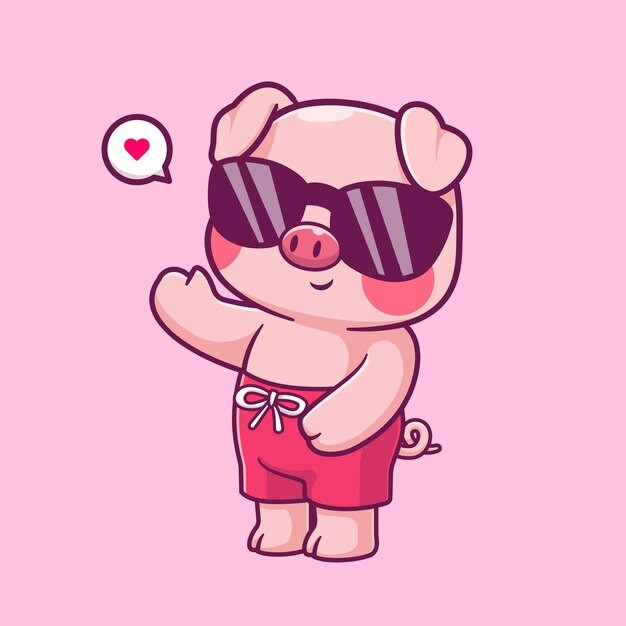 可爱卡通小猪插画