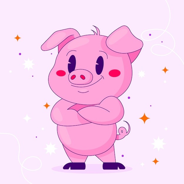 可爱卡通小猪插画