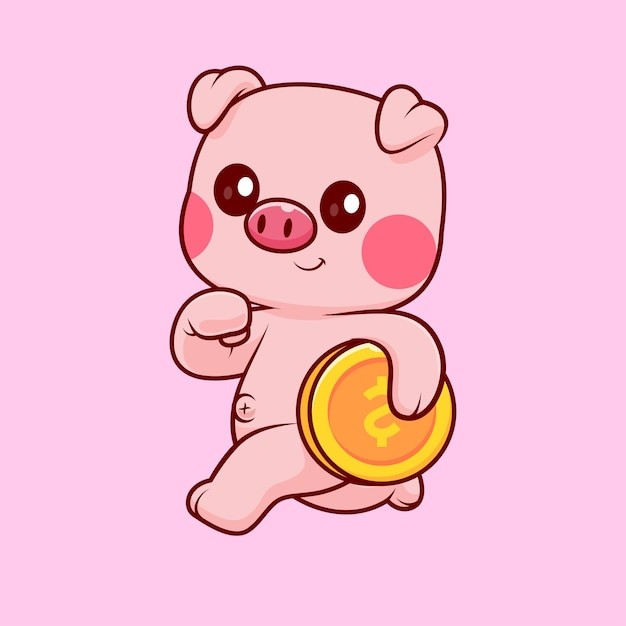 可爱卡通小猪插画