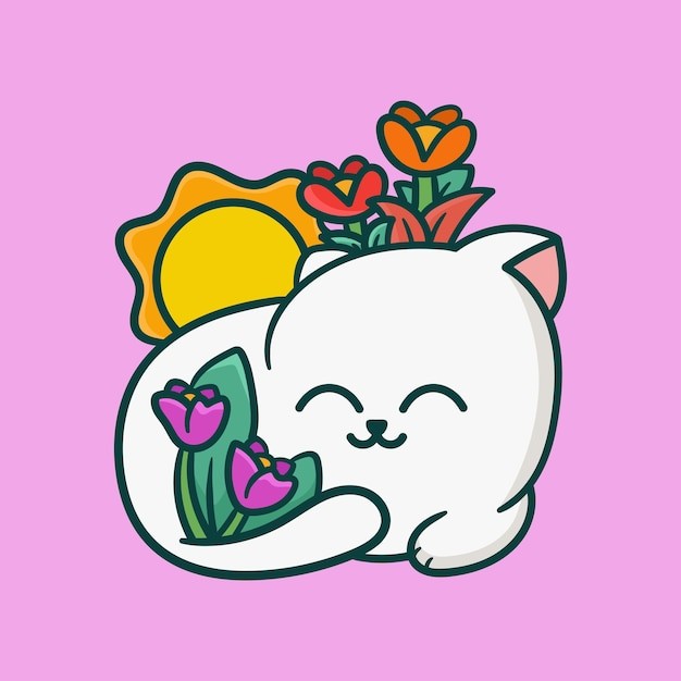 卡通可爱小猫咪插画