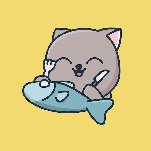 卡通可爱小猫咪插画