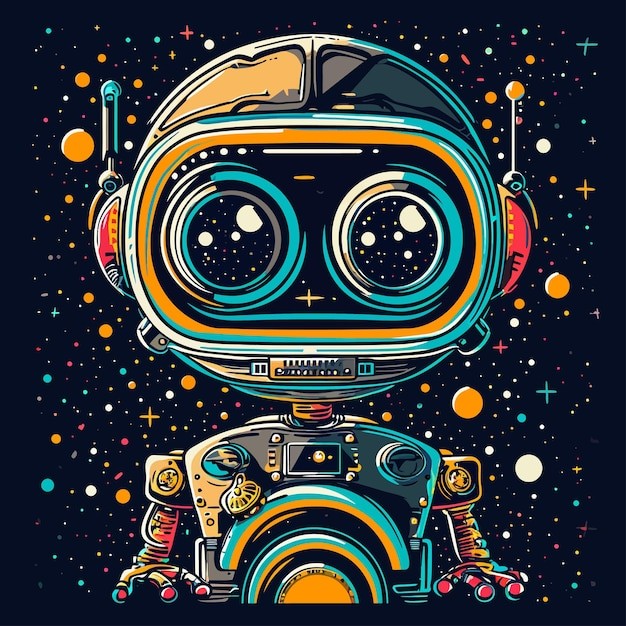 可爱的机器人插画