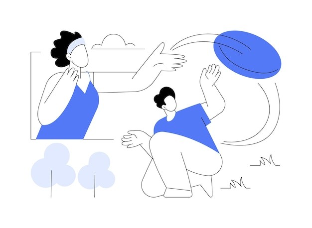 玩飞盘扁平插画
