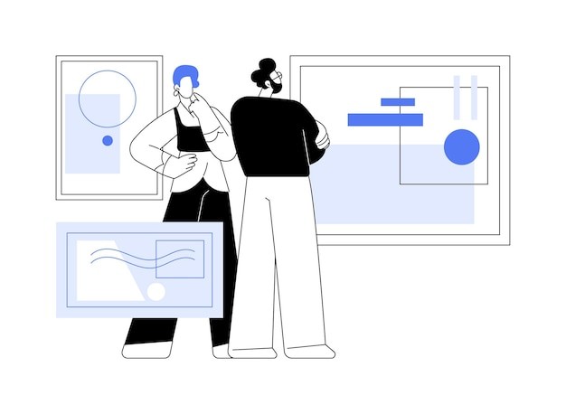 欣赏艺术品艺术展扁平插画