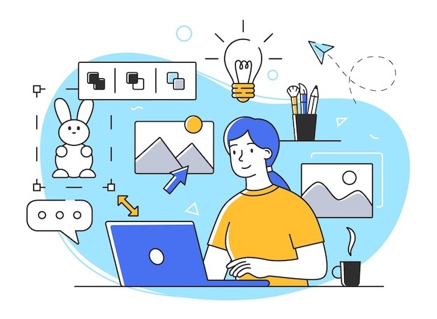 进行创意工作的人扁平插画