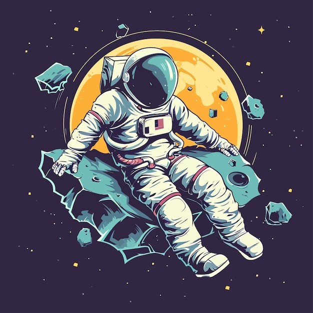 宇航员月球插画