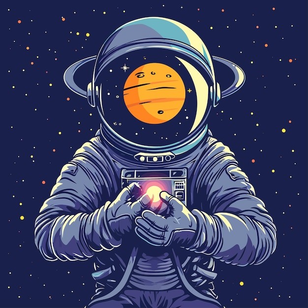 宇航员太空插画