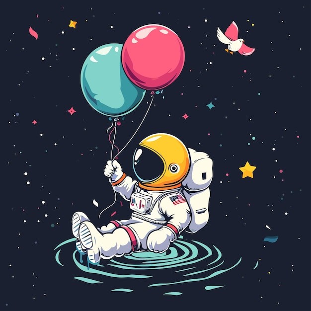 气球宇航员插画