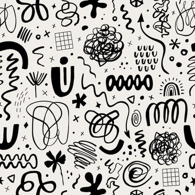 手绘抽象涂鸦花纹图案