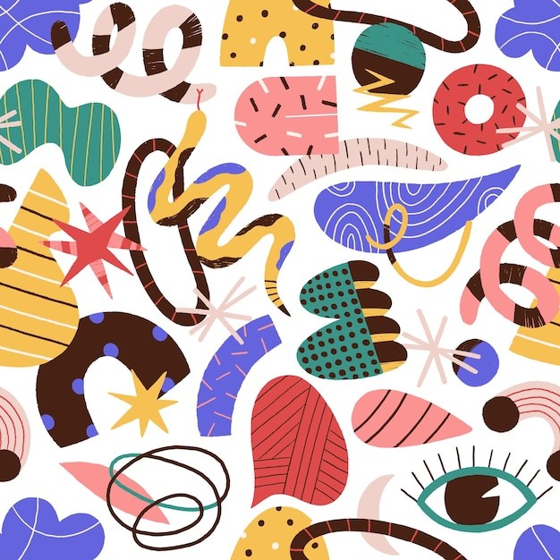 手绘抽象涂鸦花纹图案