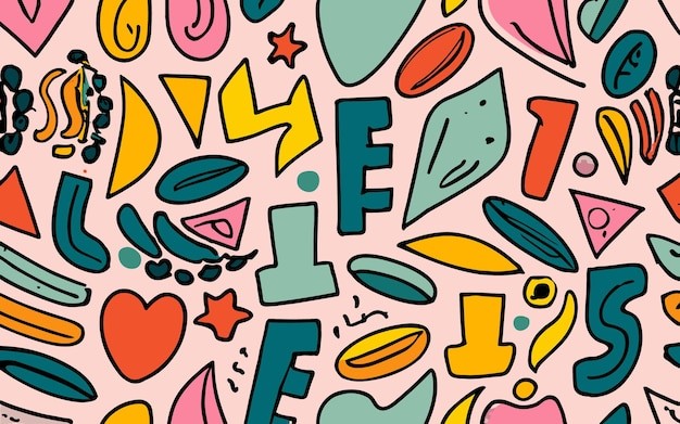 手绘抽象涂鸦花纹图案