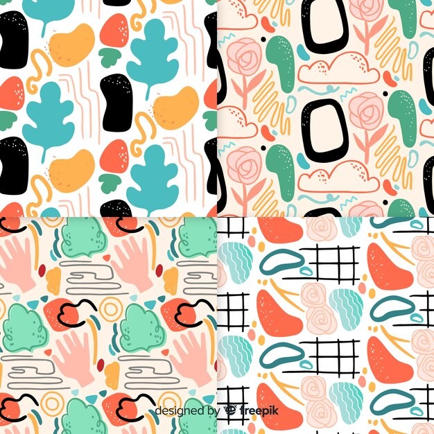 手绘抽象涂鸦花纹图案