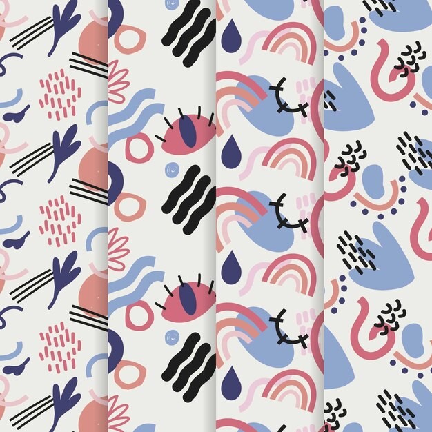 手绘抽象涂鸦花纹图案