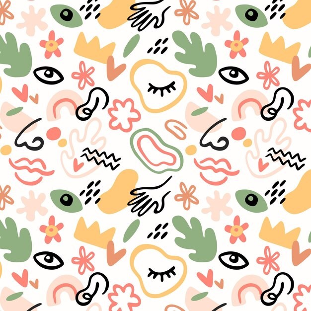 手绘抽象涂鸦花纹图案