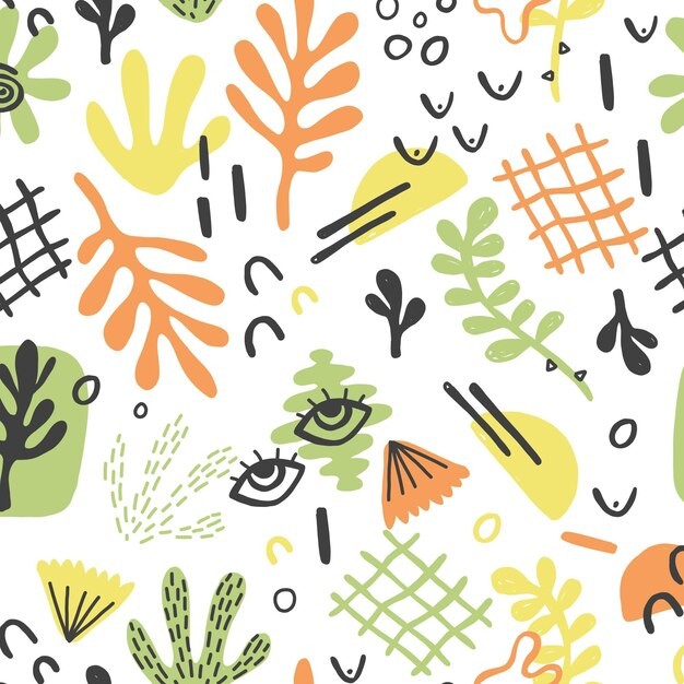 手绘抽象涂鸦花纹图案