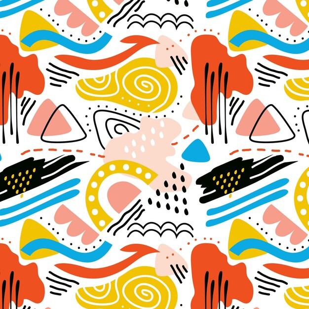 手绘抽象涂鸦花纹图案