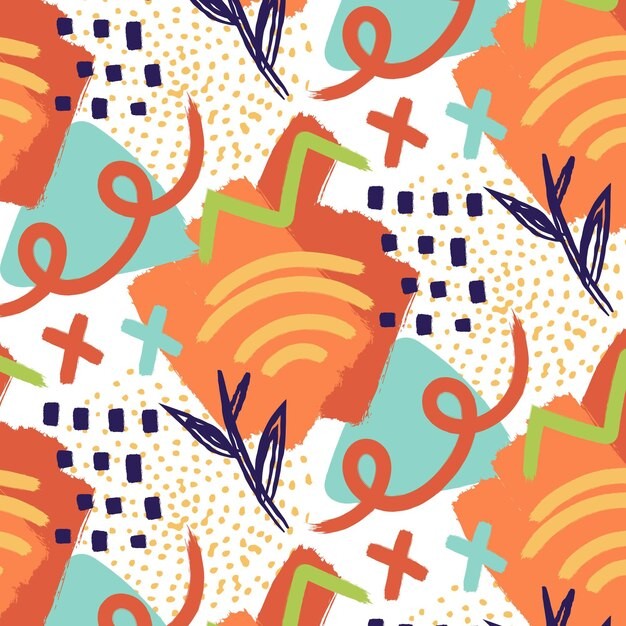 手绘抽象涂鸦花纹图案