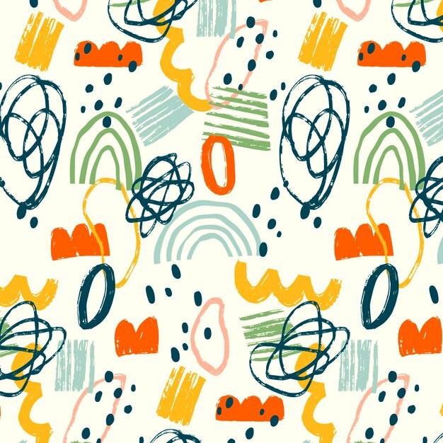 手绘抽象涂鸦花纹图案